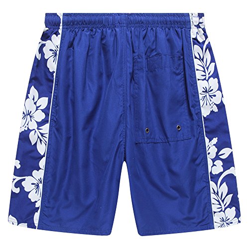 Hawaii Hangover Men's Swim Trunk in Royal Blue with Side Floral Hibiscus S