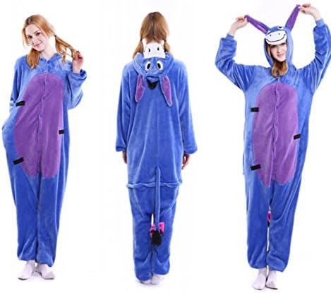 Sumimall Unisex-Adult Cosplay Piece Suits Cartoon Christmas Costume Pajamas Hoodie Sleepwear Nightwear Plus Size Eyeore XL