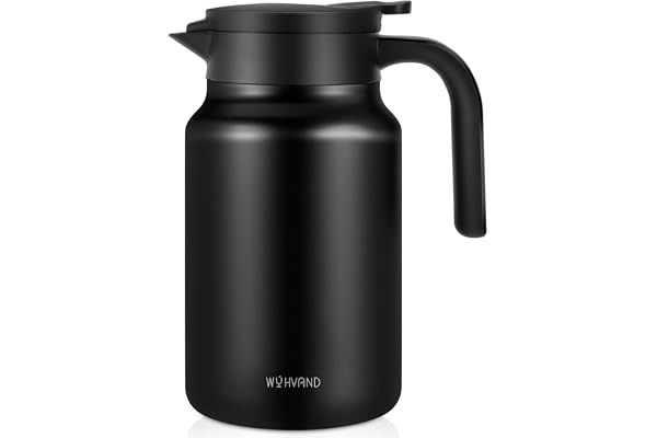 WYHVAND Insulated Coffee Carafe, 1500 ml, Keeps Hot for 12H, Black | Thermal Carafe for Hot Drinks, One-Hand Pour, Leakproof