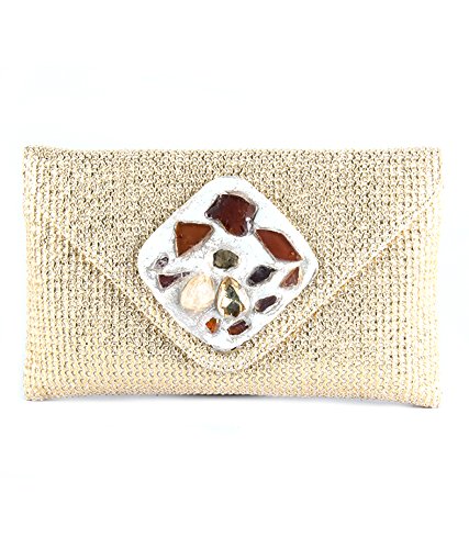 SAISHA Womens Clutch (Gold) (Contemporary)