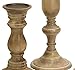 IMAX Mason Natural Wash Wood Candleholders - Set of 5 Vintage Candle Stands - Home Decor Accessory