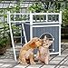 Tangkula Pet Dog House, Wooden Outdoor & Indoor Dog/Cat Puppy House Room with a View, Pet Room with Stairs, Raised Roof and Balcony Bed, Wooden Dog House (L)