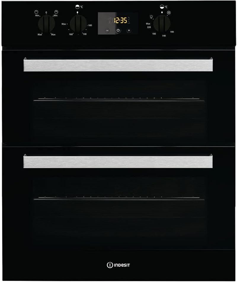 Indesit Aria Electric Built Under Double Oven Black AA Energy Fanned Digital
