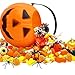 EOOUT 24Pack Mini Pumpkin Buckets and 30Pcs Plastic Spiders - Halloween Trick or Treat Bags for Halloween Home Décor