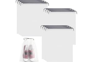 WVD 12 Pcs Shoe Bag, Transparent Frosted EVA Shoe Bags for Travelling, Drawstring Clear Suitcase Organizer Bags for Dustproof