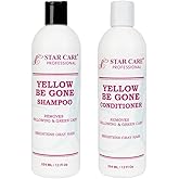 STAR CARE Yellow Be Gone Shampoo & Conditioner Set 12oz Each Clarifying Toning Duo for Blonde Gray Bleached Highlighted Hair Neutralizes Brass Restores Shine Hydrates Maintains Cool Tones 12oz/354ml