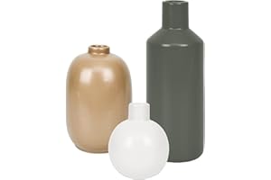 KAYLYNN Small Ceramic Vase Set of 3, Modern Farmhouse Decor Vases in Bulk, Cute Vintage Rustic Wedding Decor, Home Table Flower Decoration