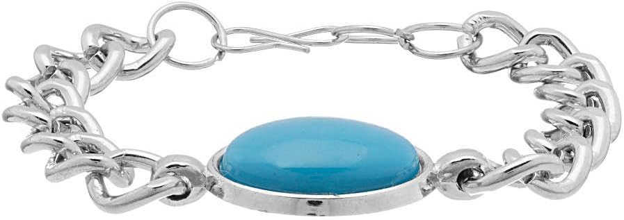 Turquoise Studded Lucky Charm Silver Bracelet for Men