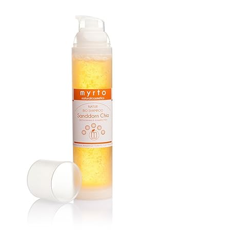 myrto-naturalcosmetics - Bio Shampoo Sanddorn Chia mild | für mehr Glanz und gesunde Kopfhaut ? gegen Spliss ? ohne Sulfate ?