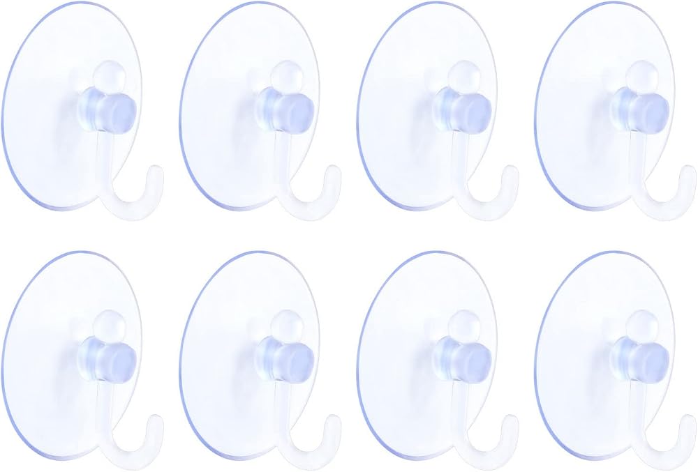FUYOAL 8 Pcs Suction Hooks Clear 2 kg Load Glass Window Bathroom Hooks