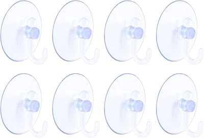 FUYOAL 8 Pcs Suction Hooks Clear 2 kg Load Glass Window Bathroom Hooks