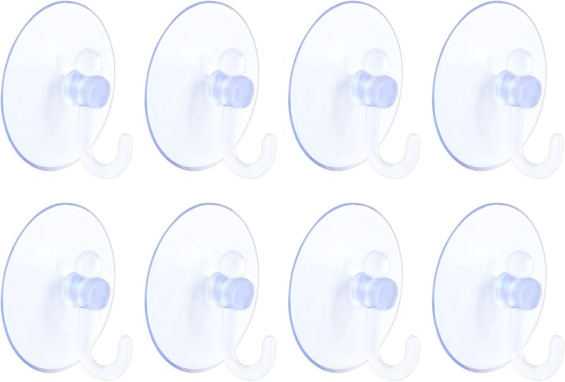 FUYOAL 8 Pcs Suction Hooks Clear 2 kg Load Glass Window Bathroom Hooks