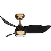 OFANTOP 36 Inch Quiet DC Motor Modern Ceiling Fan with Light Remote, 3 Blade Indoor Small Ceiling Fan for Bedroom, Gold Black