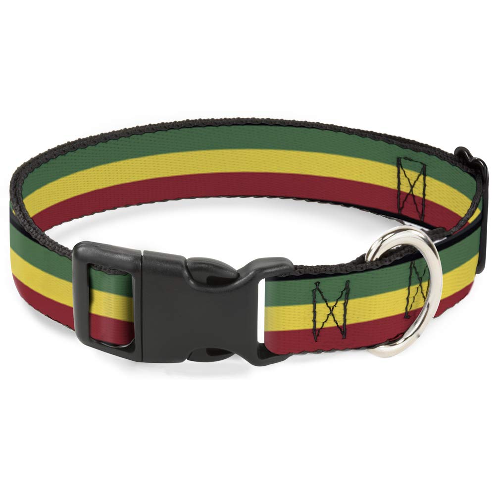 Buckle-Down PC-W21802-L Rasta Plastic Clip Collar, Large/15-26"