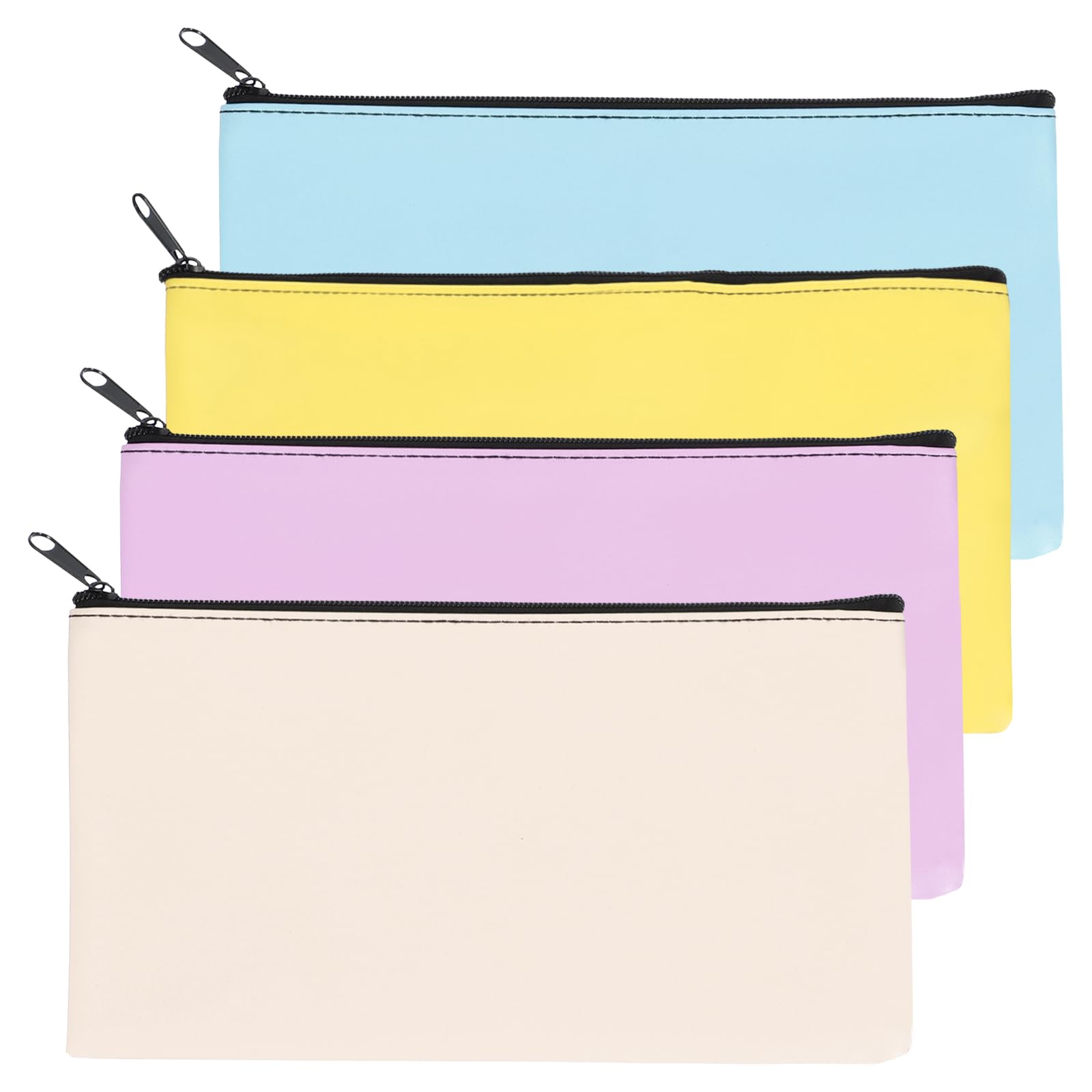 PATIKIL 11"x 6" Bank Deposit Bag, 4Pcs Money Bag Bank Bag Security Money Pouch Receipt Holder for Tickets Coin Makeup Cosmetics Bills, Purple/Blue/Yellow/Apricot