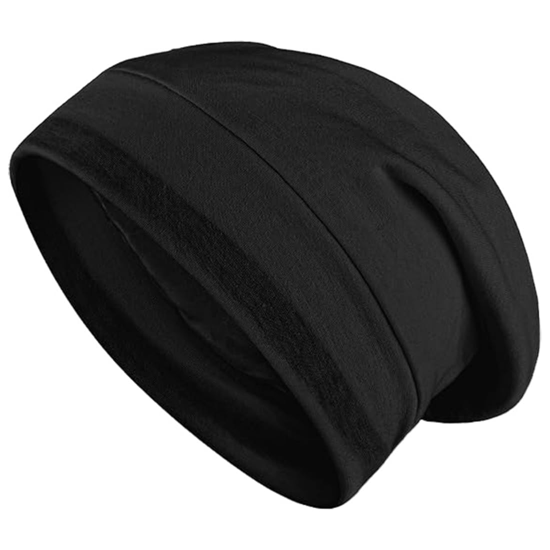 XUKZIMA 1 Pcs Satin Hair Bonnet for Sleeping Sleeping Bonnet Adjustable Strap Curly Natural Hair Caps Hair Wrap Cover Sleeping Hair Wrap for Women Men Adult (Black)