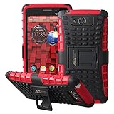 Motorola DROID MAXX / DROID ULTRA XT1080 XT1080M Case - Armatus Gear (TM) Heavy Duty Rugged Hybrid Armor Case Shockproof Tough Cover Protector Dual Layer TPU + Rubberized PC with Kickstand For Motorola DROID MAXX / DROID ULTRA XT1080 XT1080M - Black/Red