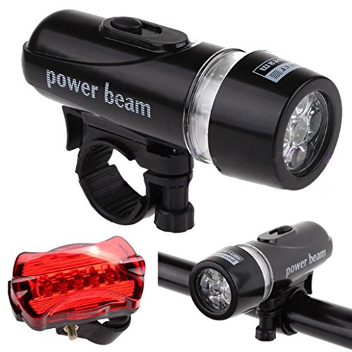 Waterproof 5 LED Lamp Bike Bicycle Front Head Light + Rear Safety Flashlight Set - Thumbnail 5