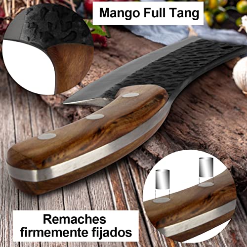 Cuchillo Vikingo martillado ,Cuchillo Carnicero Forjado A Mano Con Vaina ,Cuchillos Chef De Cocina,Acero De Alto Carbono,Aplicar Para El Hogar,Camping,Barbacoa,Restaurante, Corte De Carne.