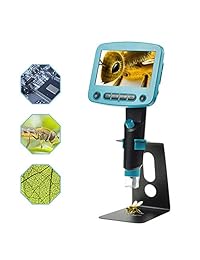 Aoshike   Lupa digital digital de 4,3 pulgadas con pantalla LCD USB, 1   800 X para teléfono móvil, mantenimiento QC industrial Amp Collection Inspección, 8 LED luz ajustable, cámara grabadora de vídeo