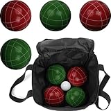 Bocce Ball Set Regulation Size - Lawn Game for Backyard or Beach - Includes Red and Green Bocce Balls, Pallino, and Carrying Case by Trademark Games