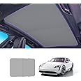 Foldable Roof Sunshade Compatible for Porsche Taycan 4, 4S, GTS, Turbo & Turbo S Accessories Upgraded Heat Reflective Car Interior Window Sunroof Sun Shade (Beige, 4-Door Sedan)