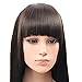 HUA MIAN LI Bob Flat Hair Bangs Heat Resistant Synthetic Hair Clip-in Bangs Straight Bangs With Fringe One Piece Clip Aoert (Black)