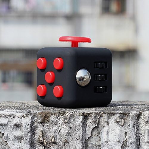 Fidget Cube, Upgrade Fidget Cube 2th Cool Office Desktop Stress Relief Toys Anxiety Attention Toy Decompresion Dice for Adults,Children,Autism,adhd,and Fidgeters Red and Black