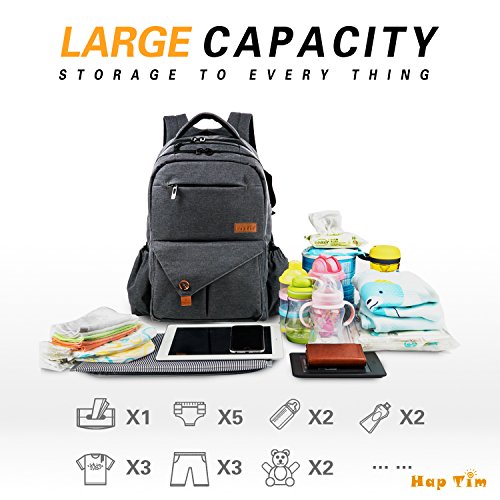 2 Multi+function+Backpack+Straps+Insulated+Pockets+Changing+Gray+5284