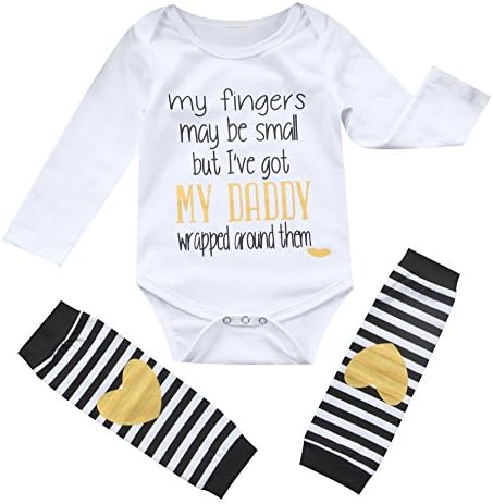 3 Styles Newborn Baby Girl My Daddy Wrap MY Fingers Letter Print Bodysuit+Leg Warmer Outfits Set