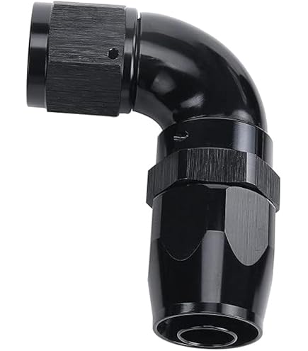 AN-10 45 Degree Swivel Fitting - Black JIC Forged Hose Connector For High Flow Braided Lines