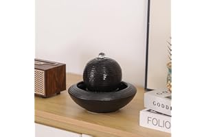 ANDADY Ceramic Tabletop Fountain Water Feature for Indoor and Home Decoration Table Desk Office Patio (Black A154)