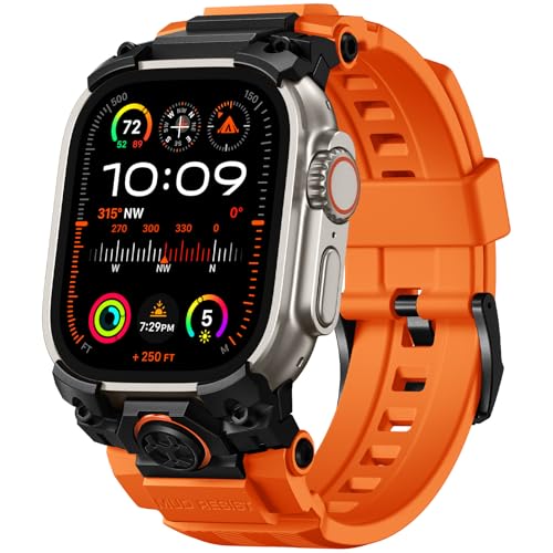 Bandletic Compatible with Apple Watch Band Ultra 3 2 1 49mm, Soft Silicone Sport Comfort Resistant Breathable Band with Protective Film, Only for iWatch Ultra 49mm Bands for Men Women