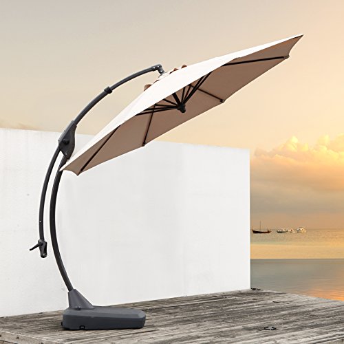 Grand Patio Deluxe 10 FT Curvy Aluminum Offset Umbrella with Handle and