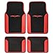 A Set of 4 Universal Fit Plush Carpet with Vinyl Trim Floor Mats For Cars / Trucks (Red)