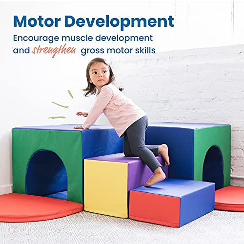 ECR4Kids SoftZone Corner Tunnel Maze, Toddler Playset, Assorted, 7