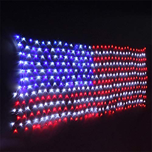 Auelife American Flag Lights, Waterproof 420 Led Light 24V 6.5ft3.28ft Flag Net Lights Indoor Outdoor for Independence Day Memorial Day Fence Yard Garden Festival Christmas Room Wall Decorations
