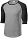 Joe's USA Mens or Youth 3/4 Sleeve 100% Cotton Baseball Tee Shirts-Youth XS to Adult 6X