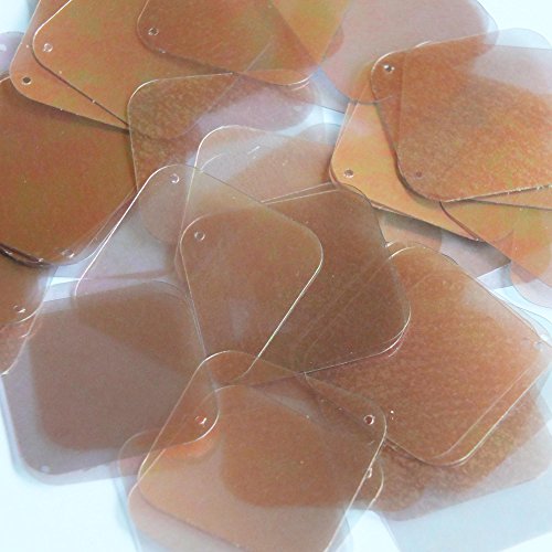 Crystal Bronze Iridescent Sequin Rainbow Square Diamond 1.5 inch Transparent See Thru Couture Loose Paillettes. Made in USA.