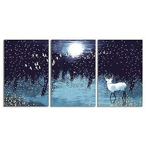 NWT Canvas Wall Art Abstract Deer in Forest...