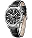 BINGER Mens Date Black Sports Chronograph Watches Stopwatch Timer Leather Strap Luminous Numerals
