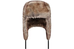 IBLUELOVER Men Trapper Hat Winter Russian Ushanka Hat with Faux Rabbit Fur Earflap Hat Windproof Hunting Skiing Cap