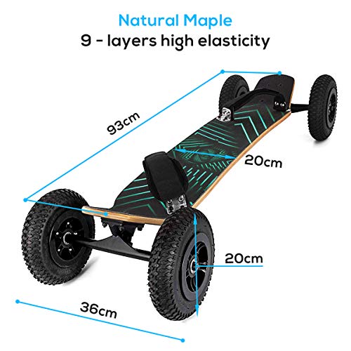 Hi-Na Mountain Board All Terrain Skateboard Kiteboard Cross Country Mountainboard Big Wheel Downhill Longboard All Terrain Longboard Kite Board with Bindings for Cruising and Downhill
