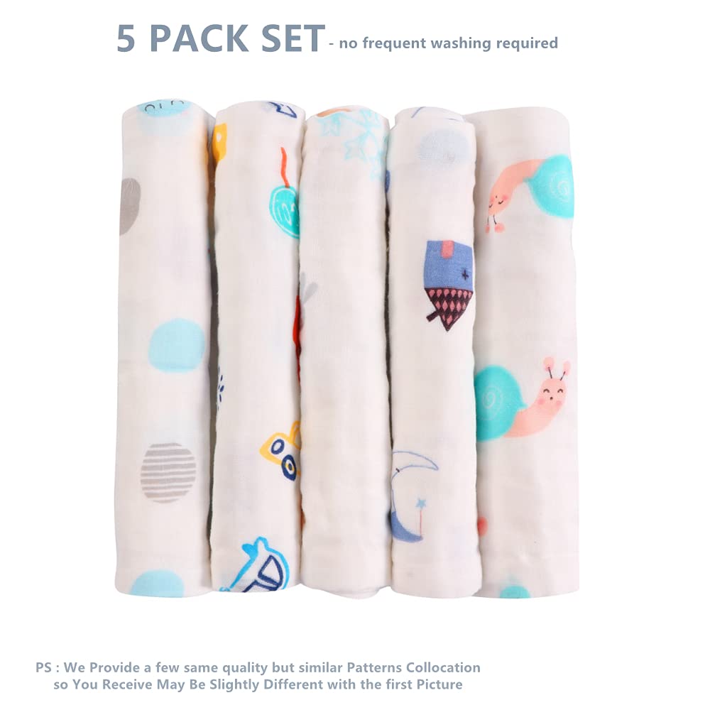 Muslin Burp Cloths Baby Burp Clothes - Baby Burp Cloth for Boy Girls Thicken Muslin Burp Rags Bibs 6 Layers Large 20''x10'' 100% Cotton Hand Washcloths Soft Absorbent by norinori (5 Pack): Kitchen & Dining