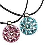 Black Strong Magnetic Necklace with Crystal Golf Ball Marker for Lady
