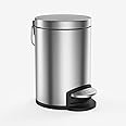 H+LUX Small Trash Can with Lid for Bathroom,Bedroom,Office,Mini Garbage can with Foot Pedal for Small Space, Anti-Fingerprint Brushed Stainless Steel Garbage Can, 0.8Gal/3L
