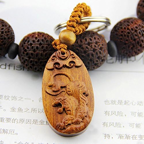 Twelve Chinese Zodiac Signs Rose Wooden Man Lucky Key Ring Women Key Finder (Tiger)
