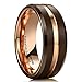 King Will Duo 8mm Brown Brushed Tungsten Carbide Wedding Band Ring Thin Rose Gold Groove Comfort Fit