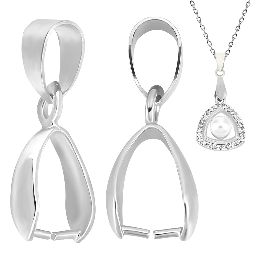 Beebeecraft 30Pcs 925 Sterling Silver Plated Pinch Clip Bail Clasp Ice Pick Pinch Bails for Pendants Connectors for Necklace in DIY Jewelry Making