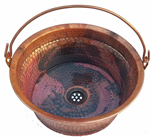 Egypt gift shops Rustic Natural Fire Treated Copper Vessel Bucket Vessel Top Mount Bath Sink